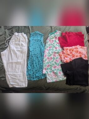Kim Rogers Womens XL Summer Bundle 6 Items, 3 T Shirts, 1 Capri, 2 Tank Tops